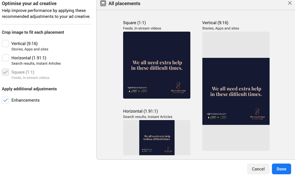 Edible Blooms Facebook ad example